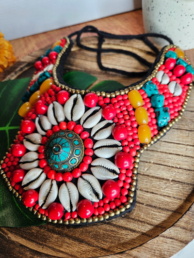 African beaded Bib Necklace